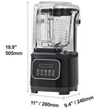 Professional Blender with Shield, Commercial Countertop Blenders, 2L Jar Blender Combo, Stainless Steel 9 Speed & 5 Functions Blender, for Shakes, Smoothies, Peree, and Crush Ice, Black