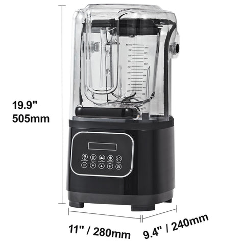 Professional Blender with Shield, Commercial Countertop Blenders, 2L Jar Blender Combo, Stainless Steel 9 Speed & 5 Functions Blender, for Shakes, Smoothies, Peree, and Crush Ice, Black