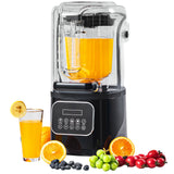 Professional Blender with Shield, Commercial Countertop Blenders, 2L Jar Blender Combo, Stainless Steel 9 Speed & 5 Functions Blender, for Shakes, Smoothies, Peree, and Crush Ice, Black