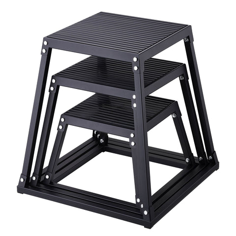 Plyometric Jump Boxes, 12/18/24 Inch Plyo Box, Platform and Jumping Agility Box, Anti-Slip Fitness Exercise Step Up Box Set for Home Gym Training, Conditioning Strength Training, Black