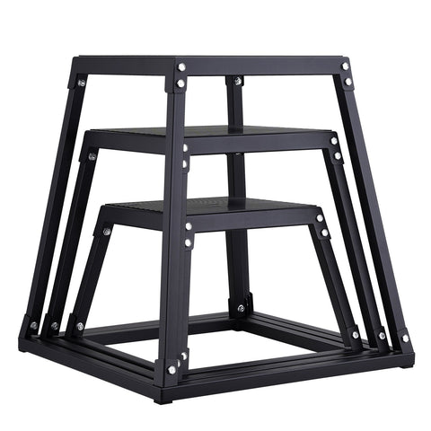Plyometric Jump Boxes, 12/18/24 Inch Plyo Box, Platform and Jumping Agility Box, Anti-Slip Fitness Exercise Step Up Box Set for Home Gym Training, Conditioning Strength Training, Black