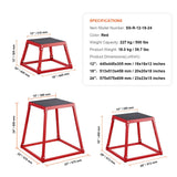 Plyometric Jump Boxes, 12/18/24 Inch Plyo Box, Platform and Jumping Agility Box, Anti-Slip Fitness Exercise Step Up Box Set for Home Gym Training, Conditioning Strength Training, Red