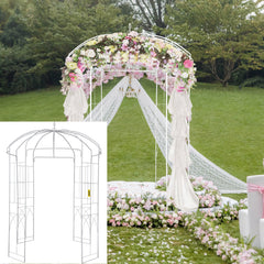 VEVOR Birdcage Shape Garden Arbor, 9\' High x 6.6\' Wide, Heavy Duty Wrought Iron Arbor, Wedding Arch Trellis for Climbing Vines in Outdoor Garden, Lawn, Backyard, Patio, White