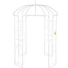 VEVOR Birdcage Shape Garden Arbor, 9\' High x 6.6\' Wide, Heavy Duty Wrought Iron Arbor, Wedding Arch Trellis for Climbing Vines in Outdoor Garden, Lawn, Backyard, Patio, White