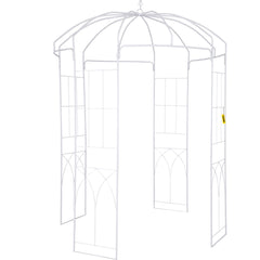 VEVOR Birdcage Shape Garden Arbor, 9\' High x 6.6\' Wide, Heavy Duty Wrought Iron Arbor, Wedding Arch Trellis for Climbing Vines in Outdoor Garden, Lawn, Backyard, Patio, White