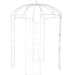 VEVOR Birdcage Shape Garden Arbor, 9\' High x 6.6\' Wide, Heavy Duty Wrought Iron Arbor, Wedding Arch Trellis for Climbing Vines in Outdoor Garden, Lawn, Backyard, Patio, White