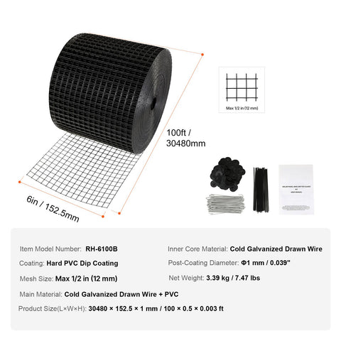 6in x 100ft Solar Panel Bird Guard Critter Guard Roll Kit 100pcs Fasteners