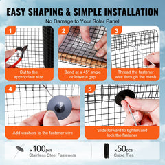 VEVOR 8in x 100ft Solar Panel Bird Guard Critter Guard Roll Kit 100pcs Fasteners