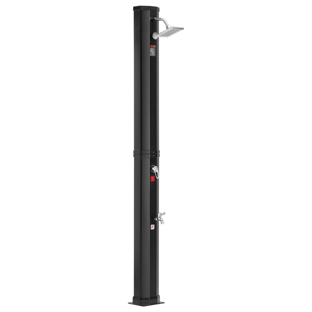 Outdoor Solar Heated Shower, 35L Poolside Shower Kit with Shower Head and Foot Shower Tap, Double Buckle Fast Assembly W/ Pre-Drilled Holes for Outdoor Backyard Poolside Beach Spa