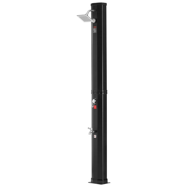 VEVOR Outdoor Solar Heated Shower, 35L Poolside Shower Kit with Shower Head and Foot Shower Tap, Double Buckle Fast Assembly W/ Pre-Drilled Holes for Outdoor Backyard Poolside Beach Spa