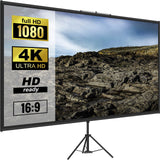 Tripod Projector Screen with Stand 80 inch 16:9 4K HD Projection Screen Stand Wrinkle-Free Height Adjustable Portable Screen for Projector Indoor & Outdoor for Movie, Home Cinema, Gaming, Office