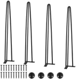 Hairpin Table Legs 0.7M, Set of 4 Desk Legs 408.2KG Load Capacity, Hairpin Desk Legs 3 Rods for Desk Chairs Bench Dining End Table, Solid Carbon Steel Heavy Duty Furniture Legs Black