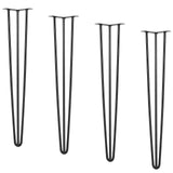 Hairpin Table Legs 0.7M, Set of 4 Desk Legs 408.2KG Load Capacity, Hairpin Desk Legs 3 Rods for Desk Chairs Bench Dining End Table, Solid Carbon Steel Heavy Duty Furniture Legs Black