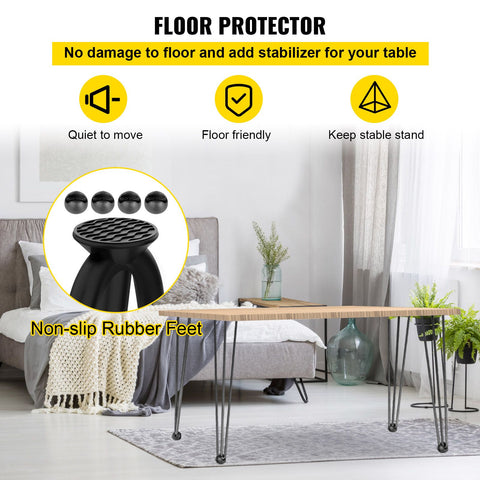 Hairpin Table Legs 30 inch Black Set of 4 Desk Legs Each 220lbs Capacity Hairpin Desk Legs 3 Rods for Bench Desk Dining End Table Chairs Carbon Steel DIY Table Legs Heavy Duty Furniture Legs