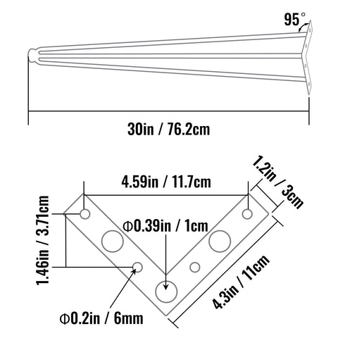 Hairpin Table Legs 30 inch Black Set of 4 Desk Legs Each 220lbs Capacity Hairpin Desk Legs 3 Rods for Bench Desk Dining End Table Chairs Carbon Steel DIY Table Legs Heavy Duty Furniture Legs