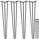 Hairpin Table Legs 30 inch Black Set of 4 Desk Legs Each 220lbs Capacity Hairpin Desk Legs 3 Rods for Bench Desk Dining End Table Chairs Carbon Steel DIY Table Legs Heavy Duty Furniture Legs