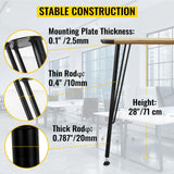Hairpin Table Legs Metal Coffee Table Legs Desk 28" Height 3-Rod Set of 4