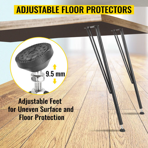 Hairpin Table Legs Metal Coffee Table Legs Desk 28" Height 3-Rod Set of 4