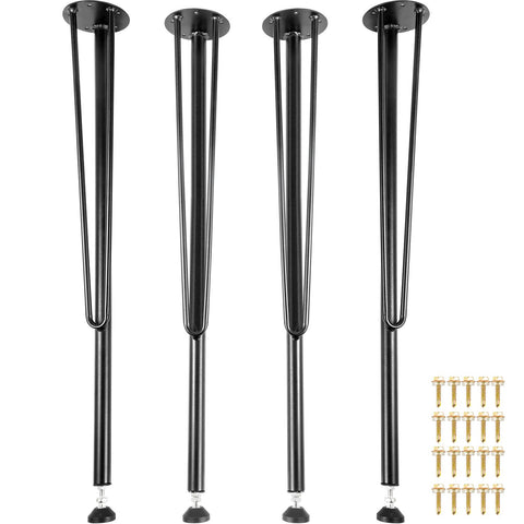 Hairpin Table Legs Metal Coffee Table Legs Desk 28" Height 3-Rod Set of 4