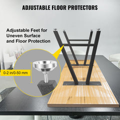VEVOR Metal Table Legs 28 x 17.7 inch A-Shaped Desk Legs Set of 2 Heavy Duty Bench Legs with Polyurethane Coating, Furniture Legs with Floor Protectors, Wrought Iron Coffee Table Legs for Home DIY Bla