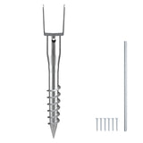 No Dig Ground Anchor, 1 Pack 10 x 7 x 70 cm DIY Screw in Post Stake, Includes 6 Lag Bolts & a Rebar, U-Shape Heavy Duty Steel Post Holder, Great for Mailbox Posts and Fence Posts