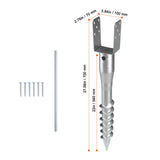 No Dig Ground Anchor, 1 Pack 10 x 7 x 70 cm DIY Screw in Post Stake, Includes 6 Lag Bolts & a Rebar, U-Shape Heavy Duty Steel Post Holder, Great for Mailbox Posts and Fence Posts