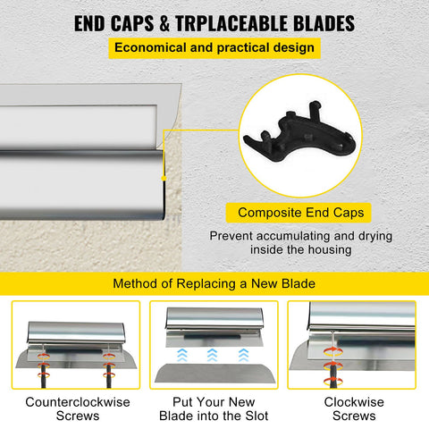 Drywall Skimming Blade Putty Knife 24inch Finishing Tool Stainless Steel