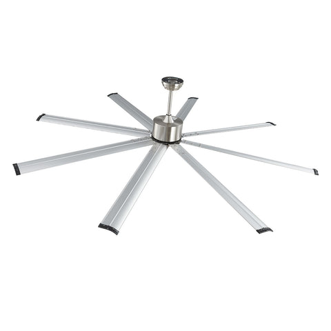 213 cm Ceiling Fan No Light, 6-Speed Remote Control, Aluminum 8-Blade, Reversible DC Motor, Modern Low Profile Flush Mount Fan for Bedroom, Living Room, Patio, Indoor/Outdoor, Brushed Nickel