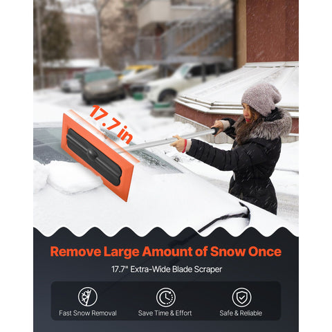 VEVOR Snow Roof Rake, 1.2m Long Reach Car Roof Snow Scraper, 45cm Foam Blade for No Scratches, Non-Slip Handle, Lightweight Snows Removal Tool for Vehicle Garage Rooftop Leaves Debris Clearing