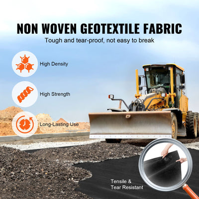 Non Woven Geotextile Fabric Under Gravel, 6x100FT 8OZ Driveway Fabric Landscape Fabric, Heavy Duty Weed Barrier Fabric, Ground Cover Weed Control Fabric, French Drains Drainage Fabric, Black