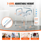 Commode Chair, Bedside Commode with Padded Seat and Arms, 7-Level Adjustable Height, 5.8L Removable Bucket, Easy to Assemble, 350 LBS Capacity, Raised Toilet Seat for Adults Seniors