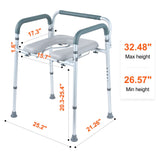 Commode Chair, Bedside Commode with Padded Seat and Arms, 7-Level Adjustable Height, 5.8L Removable Bucket, Easy to Assemble, 350 LBS Capacity, Raised Toilet Seat for Adults Seniors