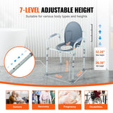 Commode Chair, Bedside Commode with Wider Toilet Seat, 7-Level Adjustable Height, 5.8L Removable Bucket, Easy to Assemble, 350 LBS Capacity, Raised Toilet Seat for Adults Seniors