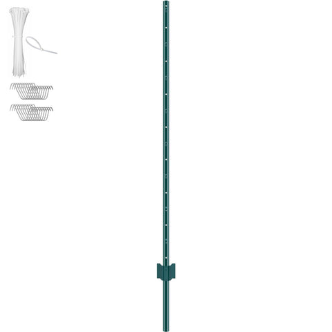 5 Feet Fence Post 10 Pack T-Post Heavy Duty Metal Fence Posts Green