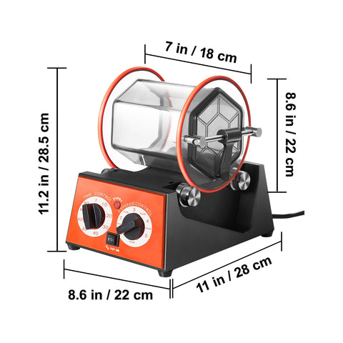 Jewelry Polisher Tumbler, 11lbs/5kg Capacity Mini Rotary Tumbler Machine with 0-60 Minutes Timer, 5 Speeds Jewelry Rotary Finisher for Surface Polishing Grinding Buffing Gemstones Jewels Coins