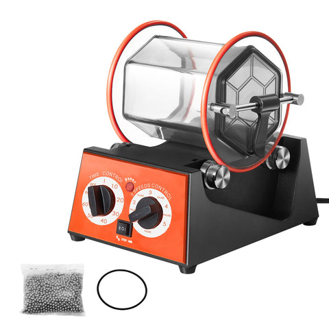 Jewelry Polisher Tumbler, 11lbs/5kg Capacity Mini Rotary Tumbler Machine with 0-60 Minutes Timer, 5 Speeds Jewelry Rotary Finisher for Surface Polishing Grinding Buffing Gemstones Jewels Coins