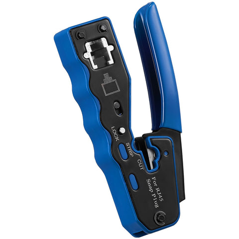 RJ45 Crimp Tool Kit, Cat5e/Cat6/Cat6a Ethernet Crimper Crimp Pliers for 8-Pin Modular Plugs with 20pcs Pass-Through Connectors and Covers, Wire Stripper and Network Tester