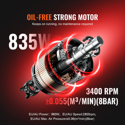 Air Compressor Compact Portable Oil Free Compressor 8L 8bar
