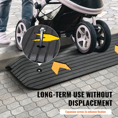 VEVOR Upgraded Rubber Threshold Ramp, 2.5 cm Rise Wheelchair Ramp Doorway, Natural Curb Ramp Rated 15 tons Load Capacity, Non-Slip Textured Surface Rubber Curb Ramp for Wheelchair and Scooter