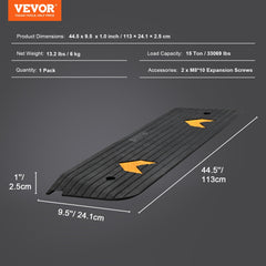 VEVOR Upgraded Rubber Threshold Ramp, 2.5 cm Rise Wheelchair Ramp Doorway, Natural Curb Ramp Rated 15 tons Load Capacity, Non-Slip Textured Surface Rubber Curb Ramp for Wheelchair and Scooter
