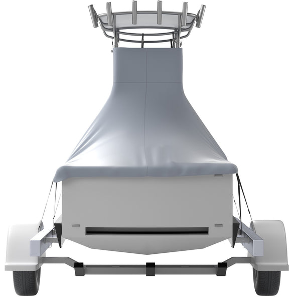 VEVOR T-Top Boat Cover, Fit for 22\'-24\' Boat, Heavy Duty 600D Marine Grade Oxford Hard Top Cover, UV Resistant Waterproof Center Console Boat Cover with 2 Support Poles and 7 Wind-Proof Straps, Gray