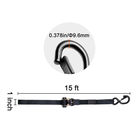 4 Pack Ratchet Tie Down Straps 2200 lbs 1"x15' Heavy Duty for Cargo