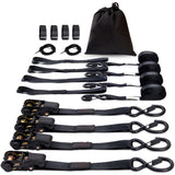 4 Pack Ratchet Tie Down Straps 2200 lbs 1"x15' Heavy Duty for Cargo