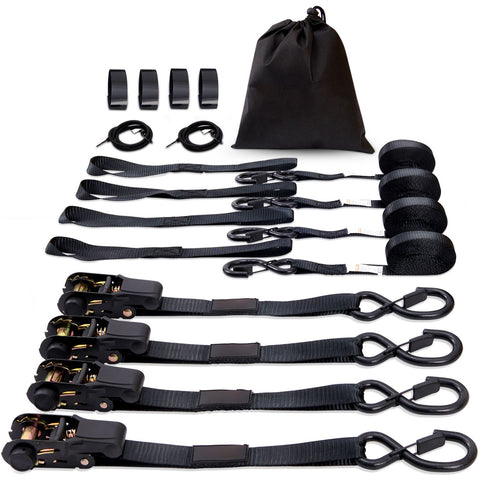 4 Pack Ratchet Tie Down Straps 2200 lbs 1"x15' Heavy Duty for Cargo