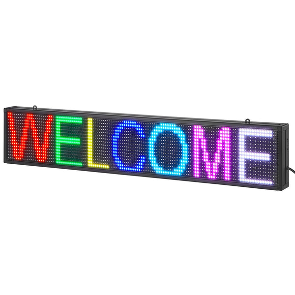 Programmable LED Sign, P10 Full Color LED Scrolling Panel, DIY Custom Text Animation Pattern Display Board, WIFI USB Control Message Shop Sign for Store Business Party Bar Advertising, 99x19cm