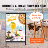 A Frame Sidewalk Sign, 61x91cm Heavy Duty Slide-in Signboard Holder, Double-Sided Folding Sandwich Board Signs, Steel Pavement Sign Poster for Outdoor Business Street Advertising (Frame only)