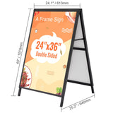 A Frame Sidewalk Sign, 61x91cm Heavy Duty Slide-in Signboard Holder, Double-Sided Folding Sandwich Board Signs, Steel Pavement Sign Poster for Outdoor Business Street Advertising (Frame only)