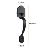 Front Door Handle and Deadbolt Set, Matte Black Front Door Lock Set with Interior Knob, Single Cylinder Handleset Adjustable Hole Spacing, for Right and Left Handed Entrance and Front Door