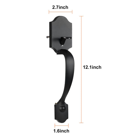 Front Door Handle and Deadbolt Set, Matte Black Front Door Lock Set with Interior Knob, Single Cylinder Handleset Adjustable Hole Spacing, for Right and Left Handed Entrance and Front Door