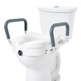 Raised Toilet Seat, 5" Height Raised, 350 lbs Weight Capacity, for Round and Elongated Toilet, Twist Lock Installation,19.1" - 21.7" Adjustable Width, for Elderly, Handicap, Patient, Pregnant, M